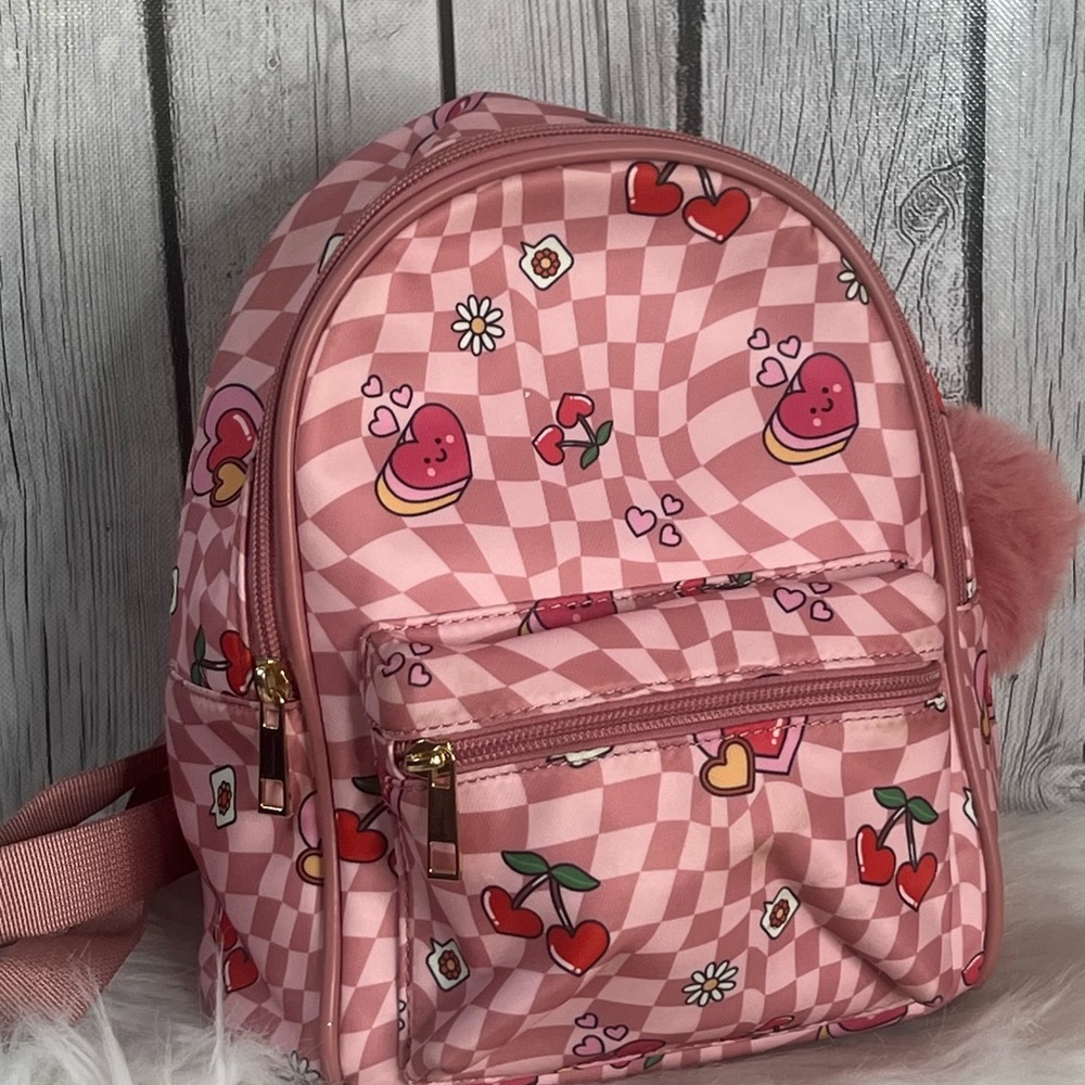 Pink Heart Pattern Kids Backpack